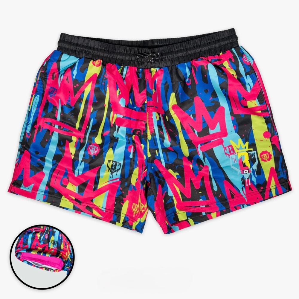 Baseball Lifestyle 101 Graffiti Crown Youth Swim Trunks